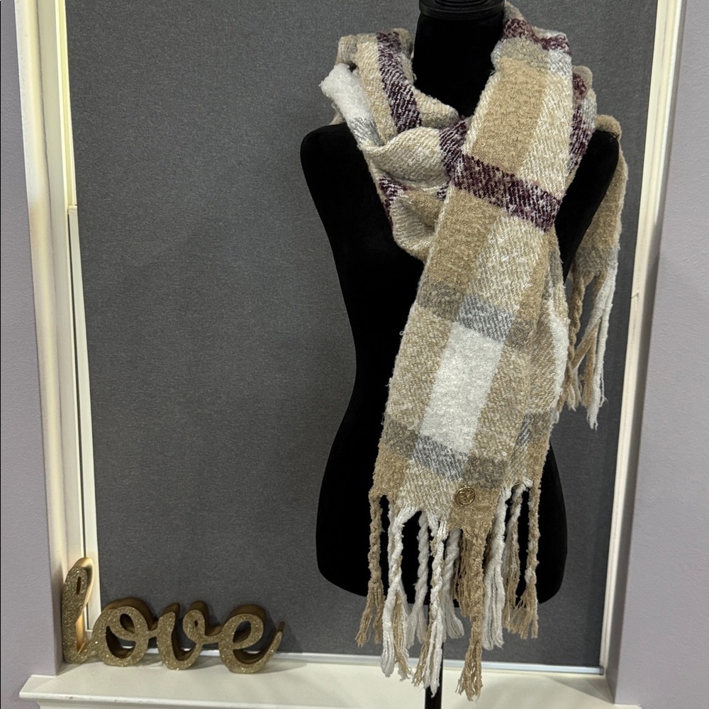 Calvin Klein Beige and Brown Striped Wrap
